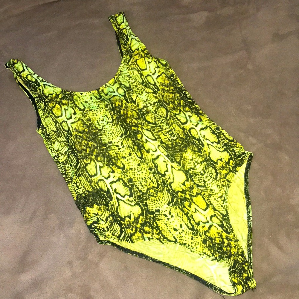 Neon snake print tank top body suit